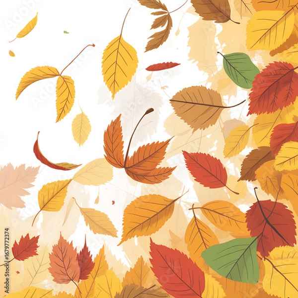 Fototapeta Autumn Leaves Falling in a Colorful Cascade