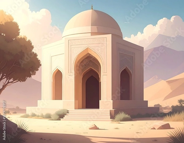 Obraz Elegant desert pavilion under a pale sky