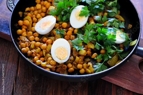 Obraz balanced meal with eggs and salad
