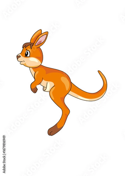 Obraz Jumping cute kangaroo isolated on white