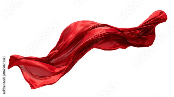 Fototapeta Red Cloth Material Flying in the Wind Isolated