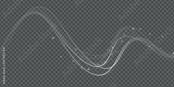 Fototapeta Stream of fresh wind png. Imitation of the exit of cold air from the air conditioner. Cold winter wind texture. Holiday vector blizzard. Christmas effect of a cold blizzard. Vector PNG.