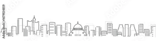 Obraz Belgrade Simple Dark Lines Skyline on White Background