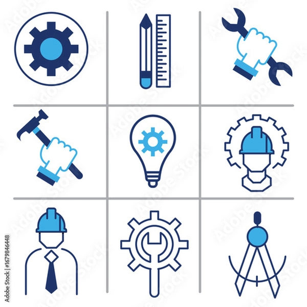 Obraz Hand Drawn Construction Icon Set | Vector Tools & Building Symbols