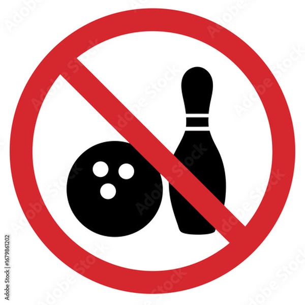 Fototapeta No sports or games sign featuring a bowling ball and pin inside a red circle