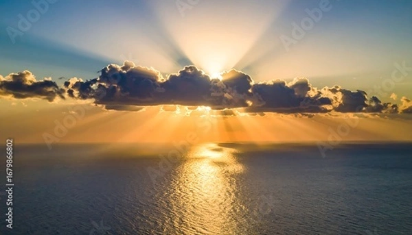 Fototapeta Dramatic sunset over tranquil ocean (1)