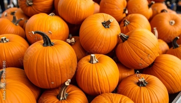 Fototapeta A close-up of many pumpkins
