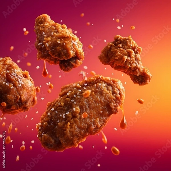 Obraz Chicken with 3D rendered  illustration