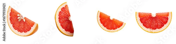 Fototapeta Grapefruit slices in a raw fruit arrangement. Citrus sections, fresh, juicy, healthy, food, vitamin C.