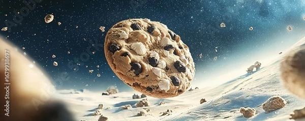 Fototapeta An enchanting cookie suspended in a dreamlike cosmic scene.