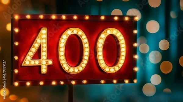 Fototapeta Marquee Lighting Against a Vibrant Bokeh Backdrop