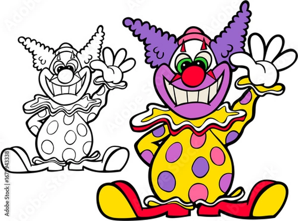 Obraz Yellow clown, with bonus black outline version