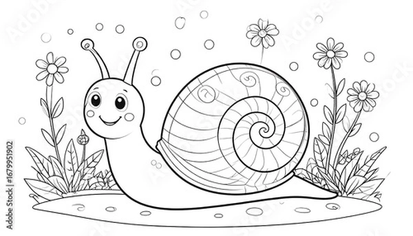 Obraz Cute snail coloring page