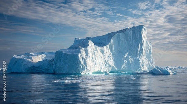 Fototapeta View of melting ice on iceberg in the sea with great view