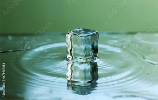 Fototapeta single floating ice cube