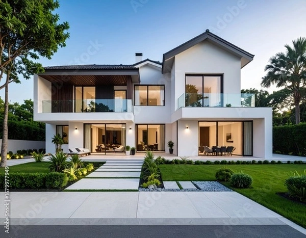 Fototapeta Design mockup in white and color of luxury house 