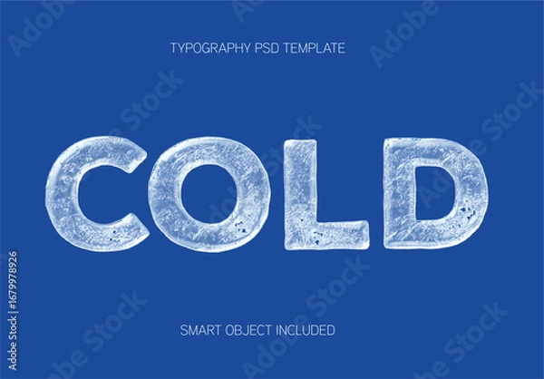 Fototapeta Blue And White Ice Font Crystal Frozen Cold Text Effect