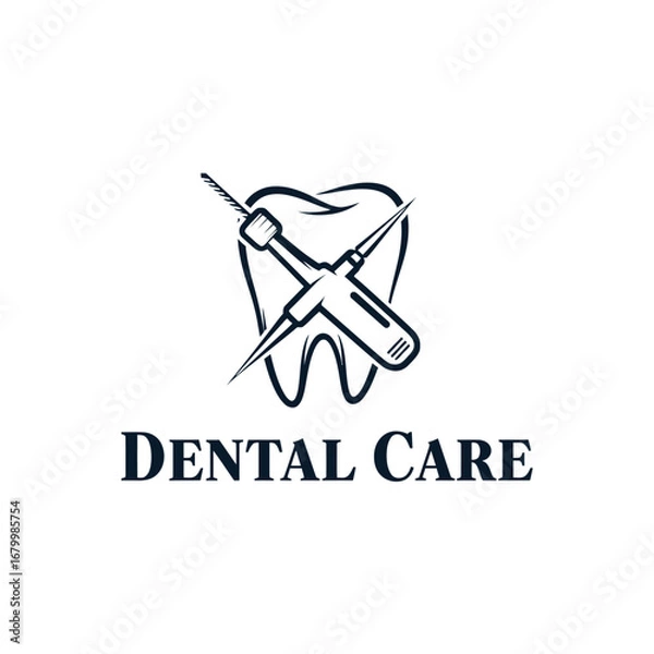 Obraz A modern logo design featuring a tooth and dental tools.