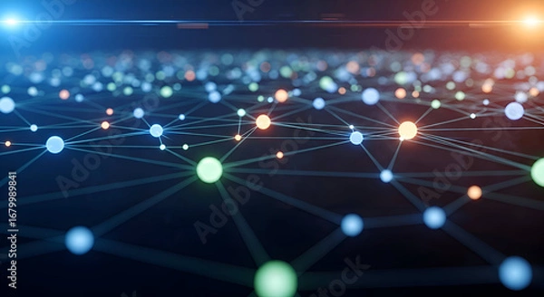 Obraz Network Connection Nodes in Technological Background