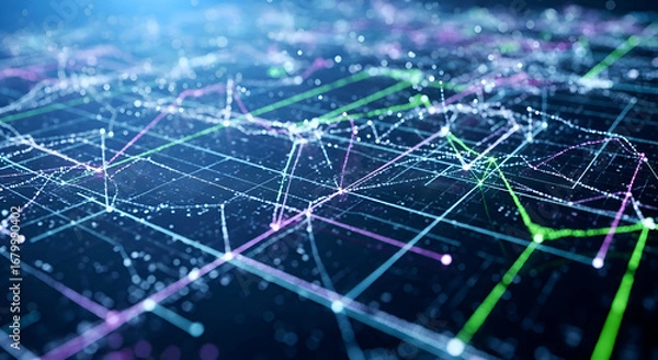 Obraz Data Visualization with Connected Network Lines