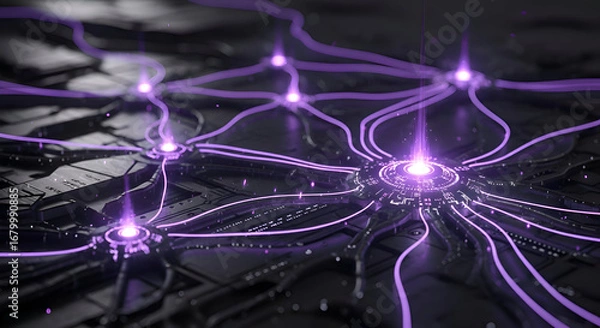 Fototapeta Advanced Futuristic AI Network Technology Connection