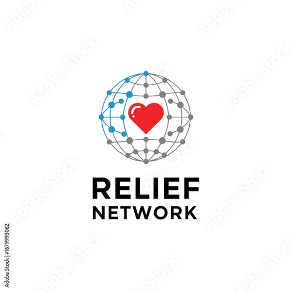 Obraz Logo for a global relief network symbolizing aid and compassion.