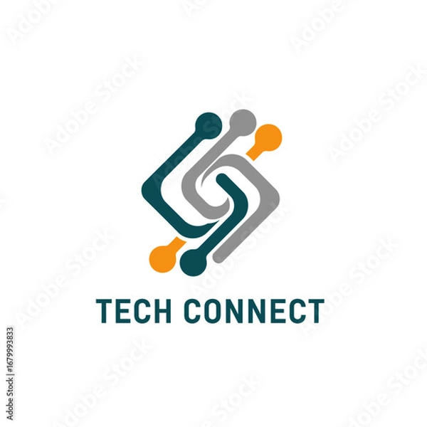 Fototapeta Modern logo design symbolizing tech connection and networking.
