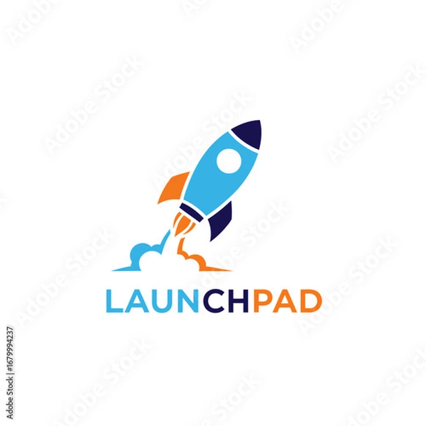 Fototapeta A dynamic rocket logo for a launchpad, representing progress and innovation.