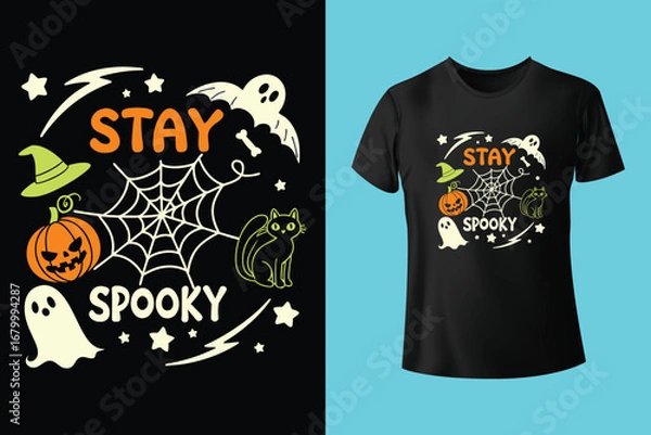 Fototapeta Malevolent Halloween Image with Hand-Drawn Reflection