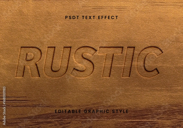 Fototapeta Dark Brown Carved Wood Font Engraved Rustic Text Effect