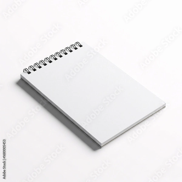 Fototapeta Blank spiral notebook isolated on white background. 3d illustration.
