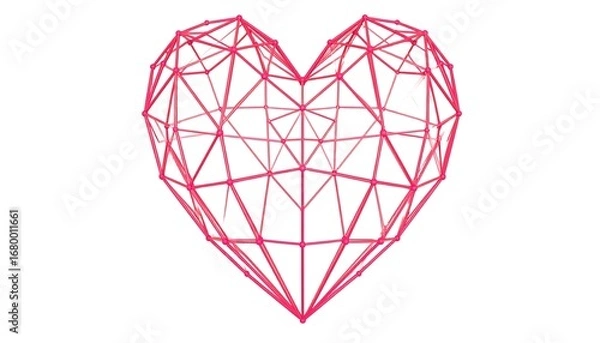 Fototapeta A vibrant pink heart shape, formed from interconnected lines and dots, creates a modern and abstract design.