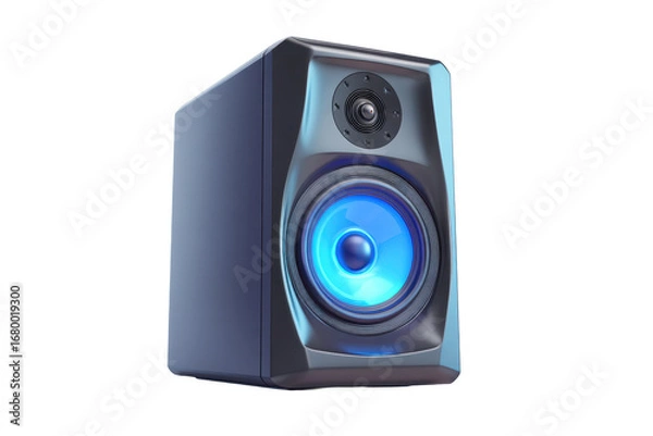 Fototapeta Compact PC Speaker with Blue LED Woofer on Transparent Background
