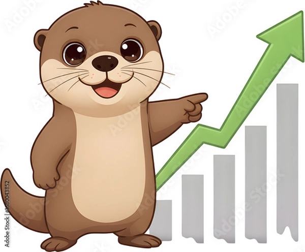 Obraz 긍정적인 성장을 가리키는 귀여운 수달 캐릭터