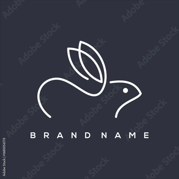 Fototapeta line art Rabbit minimalist logo vector