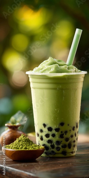 Obraz Matcha latte bubble tea