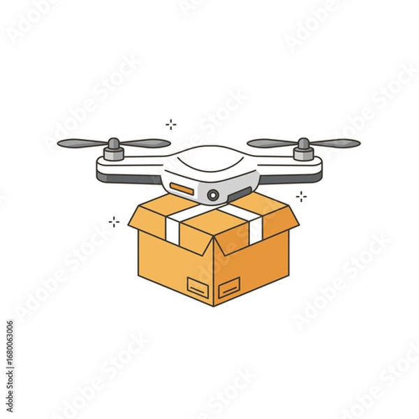 Obraz Drone Delivering Package: Isometric Illustration