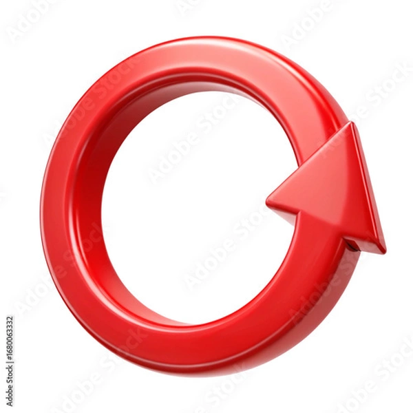 Fototapeta Red circular arrow icon with glossy finish on black background