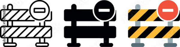 Fototapeta Construction barrier with prohibition symbol indicating restricted access