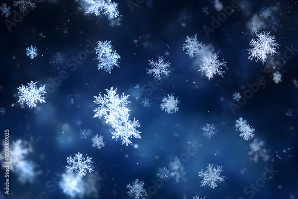 Obraz 파란 배경의 눈송이 패턴 일러스트