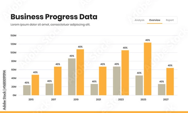 Fototapeta Professional data visualization modern vertical bar chart for business infographic presentation