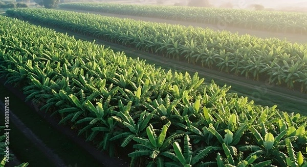 Fototapeta Agricultural Field of Plants in Rows.