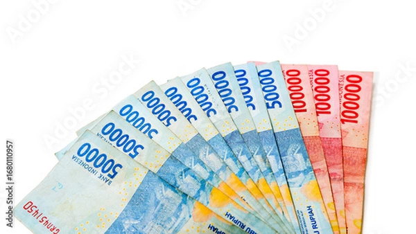 Fototapeta Indonesian Rupiah Banknotes Fifty Thousand and One Hundred Thousand on White Background