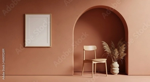 Fototapeta Warm and Minimalist Interior Design with Archway.
