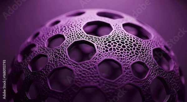 Fototapeta Purple Geometric Sphere with Hexagonal Pattern.