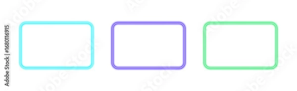Fototapeta Collection of glowing neon rectangular frame elements