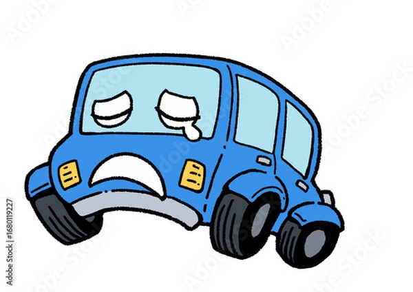 Fototapeta しょんぼりな車(青)