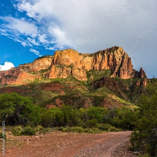 Fototapeta Majestic Zion National Park Mountain Range Bathed in Golden Hour Sunlight.