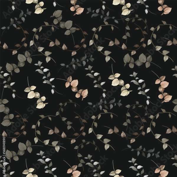 Fototapeta enchanted leave watercolor seamless pattern for background