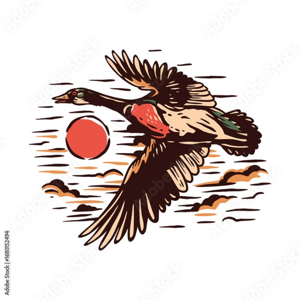 Fototapeta flying duck illustration vector design
